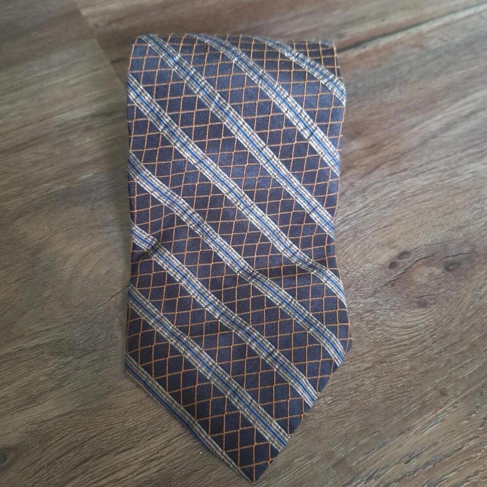 Donna Karan Brown Striped All Silk Tie